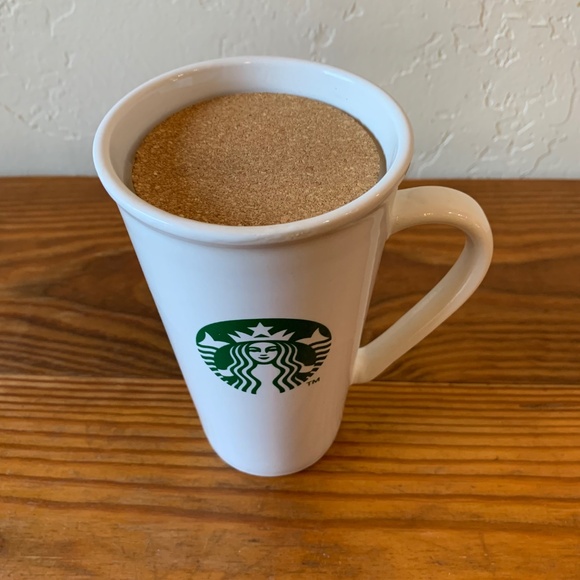 Starbucks -- White Ceramic -- Tall Mug with Cork Lid – 6" Coffee Cup - Picture 5 of 10